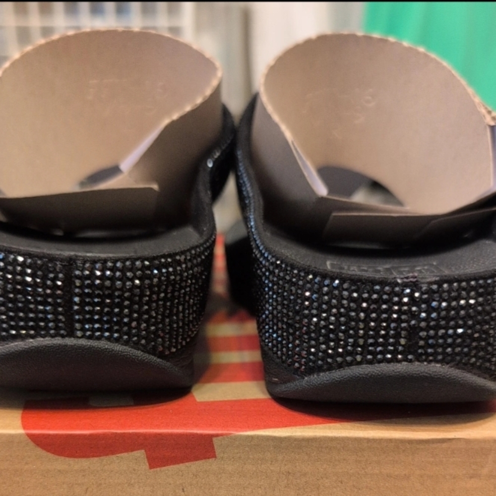 FitFlop Woman sz 10 Isabelle Crystal Black Sandals - Picture 5 of 6